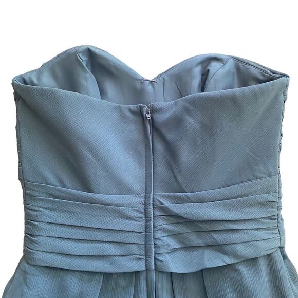 David’s Bridal | Crinkle Chiffon Dress with Cascade Skirt, Size 0 - Picture 6 of 12